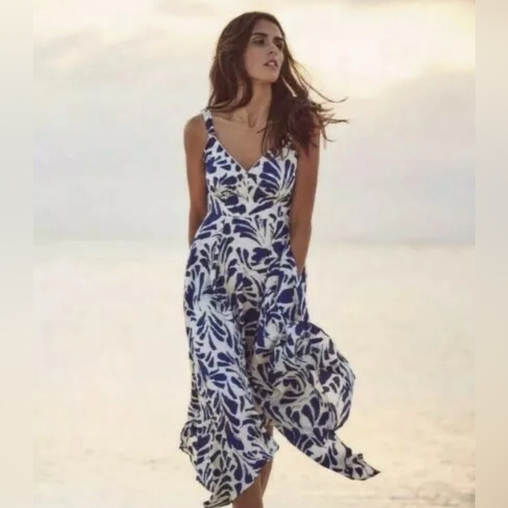 Alexis Blue and White Asymmetrical Sundress